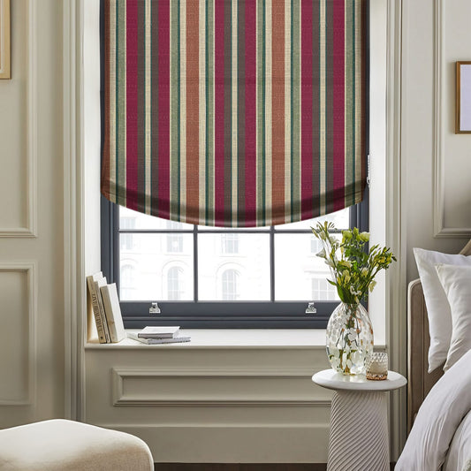 Linen Blend Printed Relaxed Roman Shades