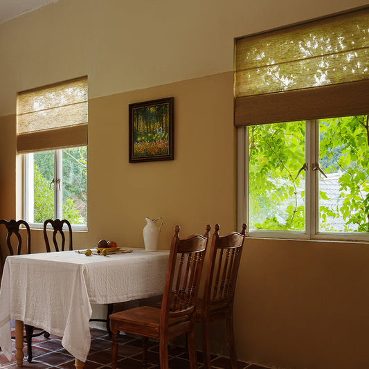 Natural EarthTone Ramie Bamboo Woven Shades - VeilVeil