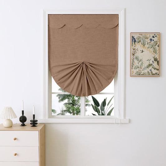 Maya Linen Fan-shaped Roman Shades - VeilVeil