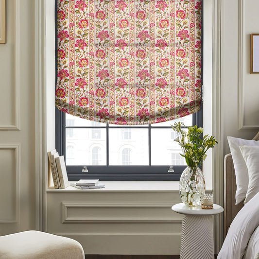100% Linen Printed Relaxed Roman Shades