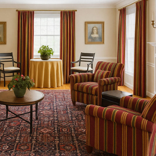 リネン混プリントカーテン&ドレーププリーツ