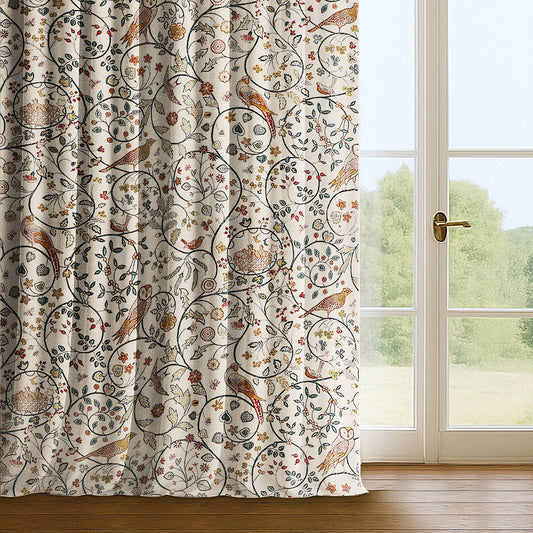 100%コットンプリントカーテン&ドレーププリーツ