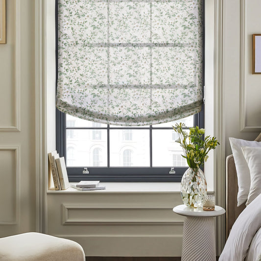 Linen Blend Printed Sheer Relaxed Roman Shades