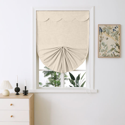 Maya Linen Fan-shaped Roman Shades - VeilVeil