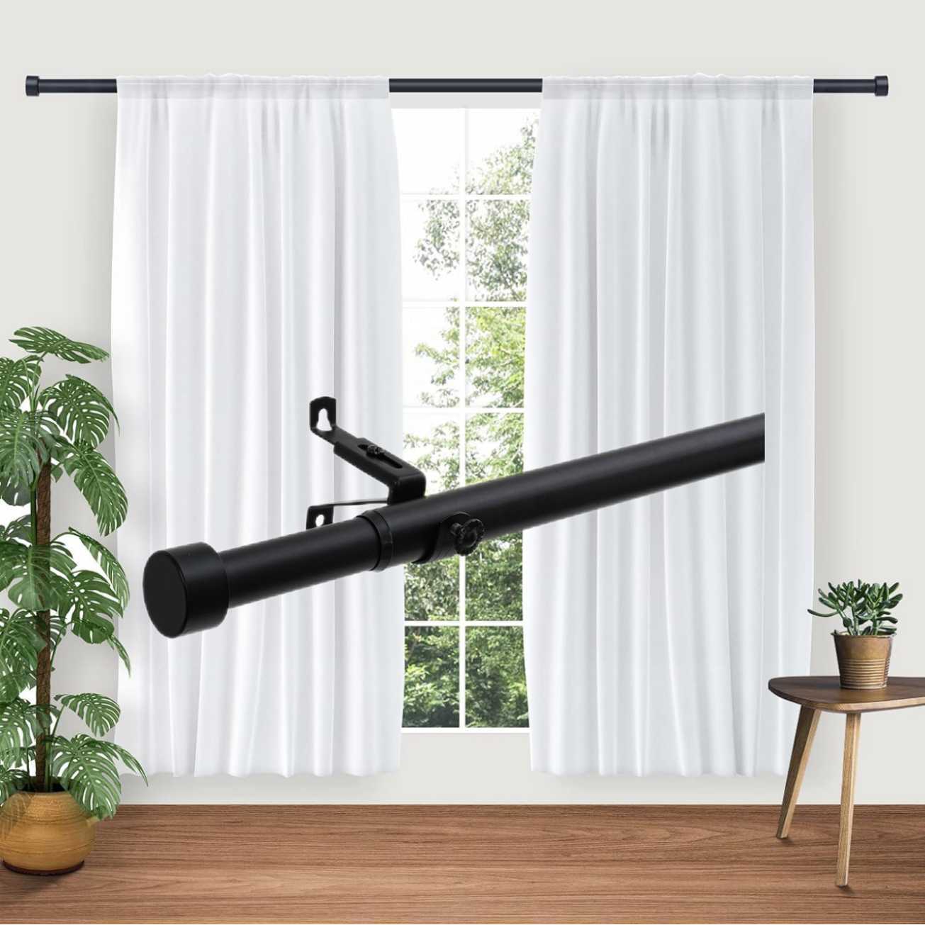 Matte thread butt telescopic metal curtain Roman rod - VeilVeil