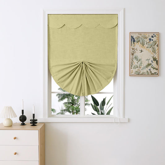 Madison Cotton-Poly Blend Fan-shaped Roman Shades - VeilVeil