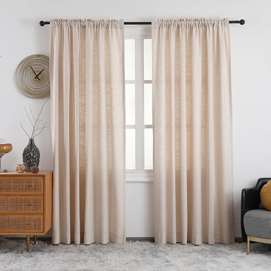 Lena Linen Blend Curtains & Drapes Soft Top - VeilVeil