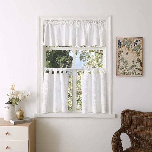Luna Linen Sheer Cafe Curtains & Drapes Soft Top - VeilVeil