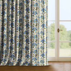 100% Linen Printed Curtains & Drapes Pleated