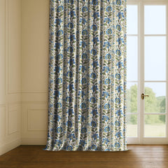 100% Linen Printed Curtains & Drapes Pleated