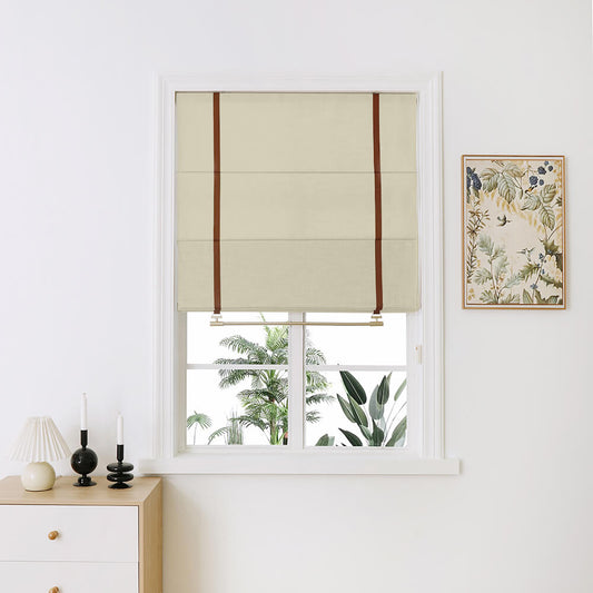 Maya Linen Plain Fold Roman Shades - VeilVeil