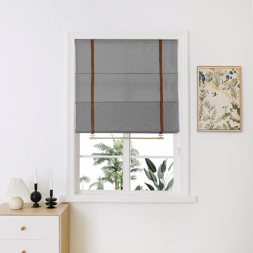 Maya Linen Plain Fold Roman Shades - VeilVeil