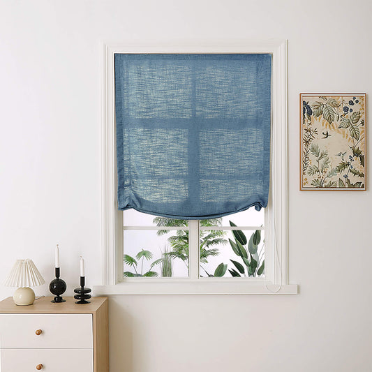 Maya Linen Relaxed Roman Shades - VeilVeil