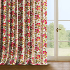 100% Linen Printed Curtains & Drapes Pleated