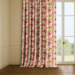 100% Linen Printed Curtains & Drapes Pleated