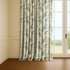 Linen Blend Printed Sheer Curtains & Drapes Pleated