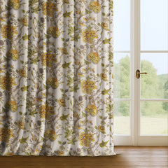 100% Linen Printed Curtains & Drapes Pleated