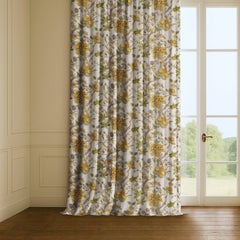 100% Linen Printed Curtains & Drapes Pleated