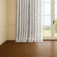 Linen Blend Printed Sheer Curtains & Drapes Pleated