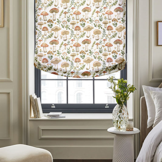 Linen Blend Printed Sheer Relaxed Roman Shades