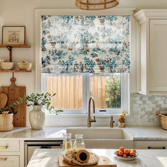 Linen Blend Printed Plain Fold Roman Shades