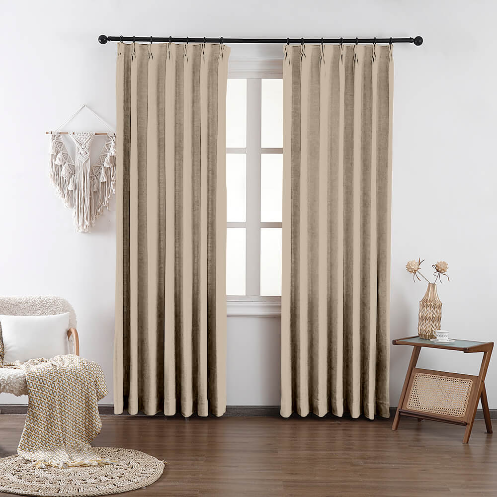 Chloe Cotton Chenille Touch Curtains & Drapes Pleated - VeilVeil