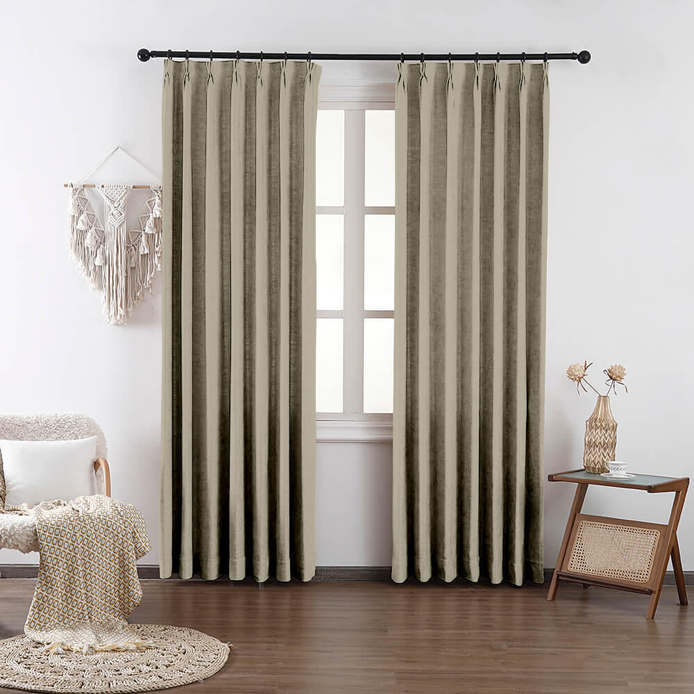 Chloe Cotton Chenille Touch Curtains & Drapes Pleated - VeilVeil