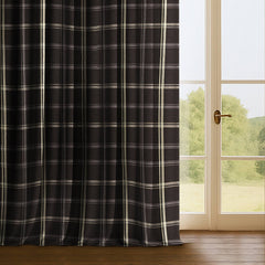 Cotton Blend Printed Curtains & Drapes Pleated