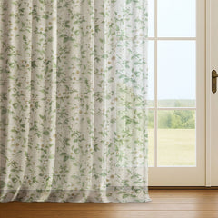Linen Blend Printed Sheer Curtains & Drapes Pleated
