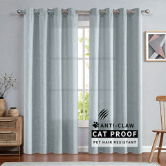 Olivia Pet-Friendly 100% Linen Curtains & Drapes Soft Top