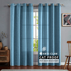 Olivia Pet-Friendly 100% Linen Curtains & Drapes Soft Top