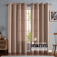 Olivia Pet-Friendly 100% Linen Curtains & Drapes Soft Top