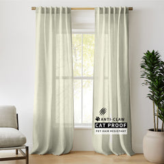 Luna Pet-Friendly Linen Sheer Serenity Curtains & Drapes Pleated
