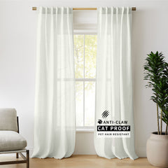 Luna Pet-Friendly Linen Sheer Serenity Curtains & Drapes Pleated