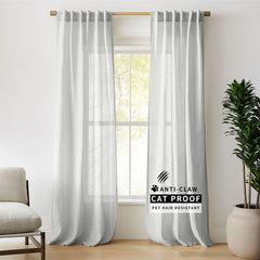 Luna Pet-Friendly Linen Sheer Serenity Curtains & Drapes Pleated