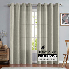 Olivia Pet-Friendly 100% Linen Curtains & Drapes Soft Top