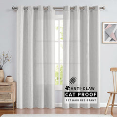 Olivia Pet-Friendly 100% Linen Curtains & Drapes Soft Top