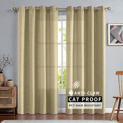 Olivia Pet-Friendly 100% Linen Curtains & Drapes Soft Top