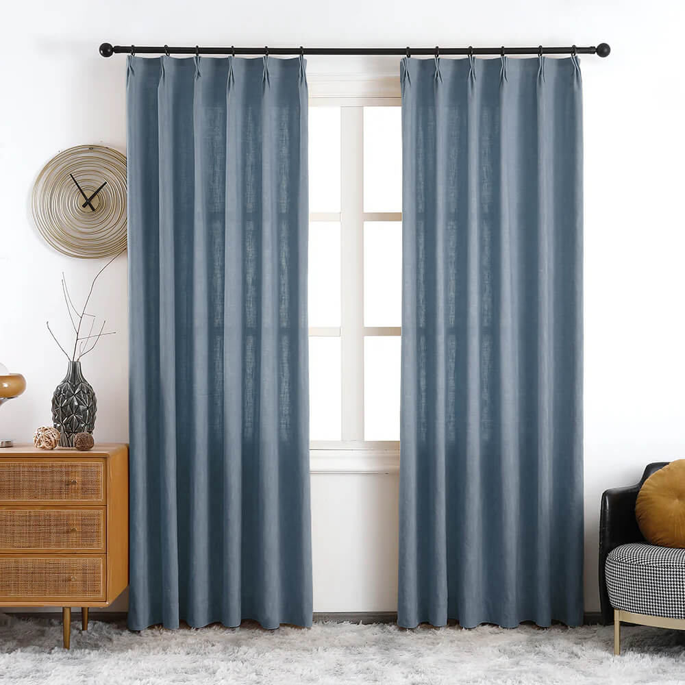 Olivia 100% Linen Curtains & Drapes Pleated - VeilVeil
