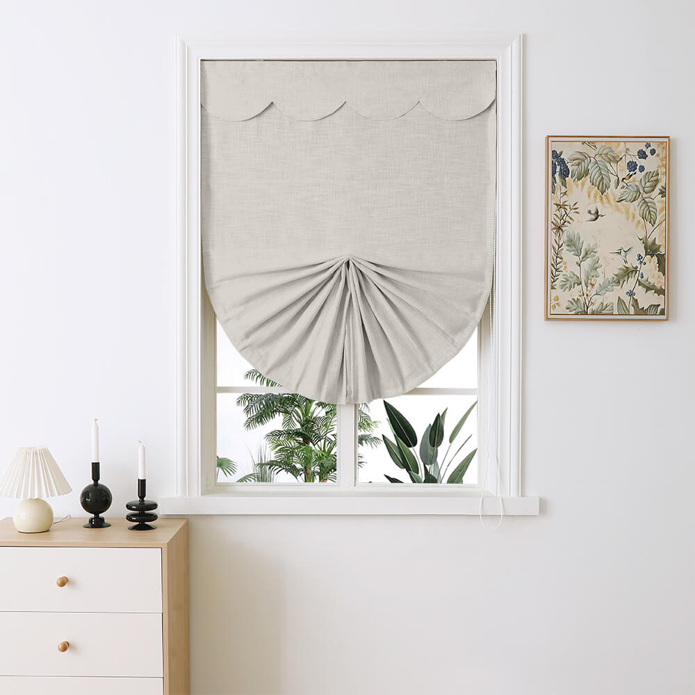 Maya Linen Fan-shaped Roman Shades - VeilVeil