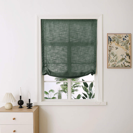 Maya Linen Relaxed Roman Shades - VeilVeil