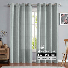 Olivia Pet-Friendly 100% Linen Curtains & Drapes Soft Top
