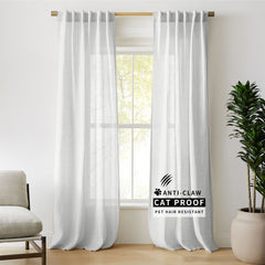 Luna Pet-Friendly Linen Sheer Serenity Curtains & Drapes Pleated