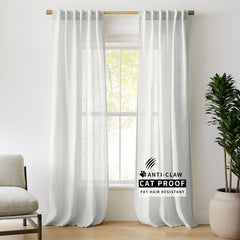 Luna Pet-Friendly Linen Sheer Serenity Curtains & Drapes Pleated