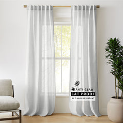 Luna Pet-Friendly Linen Sheer Serenity Curtains & Drapes Pleated