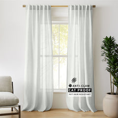 Luna Pet-Friendly Linen Sheer Serenity Curtains & Drapes Pleated