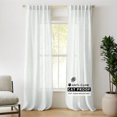 Luna Pet-Friendly Linen Sheer Serenity Curtains & Drapes Pleated