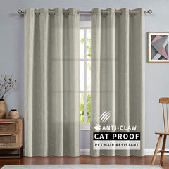 Olivia Pet-Friendly 100% Linen Curtains & Drapes Soft Top