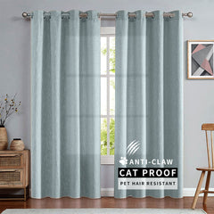 Olivia Pet-Friendly 100% Linen Curtains & Drapes Soft Top