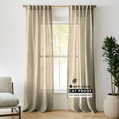 Luna Pet-Friendly Linen Sheer Serenity Curtains & Drapes Pleated
